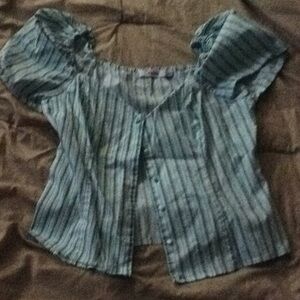 Adorable blue and white striped blouse